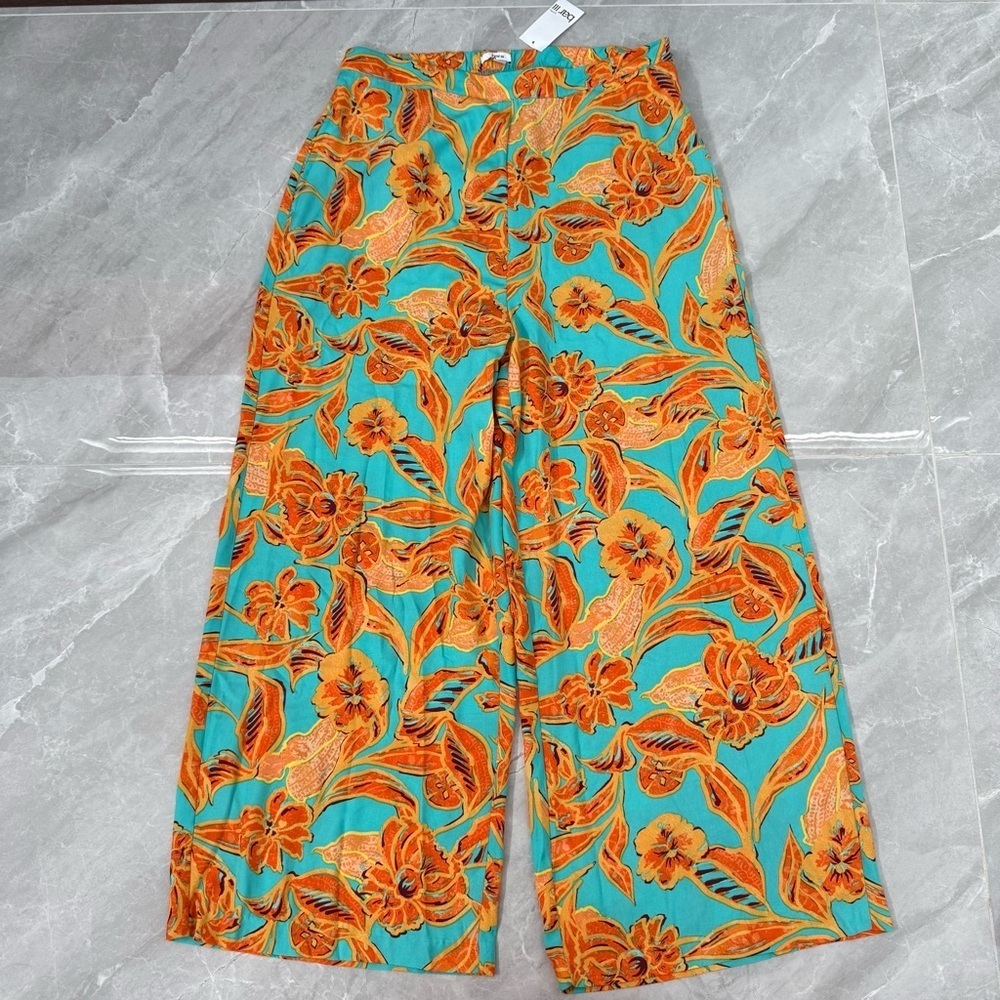 Women’s Bar III Trendy Floral Flat Front Wide Leg Pants Plus Size 14 Petite - Picture 2 of 16